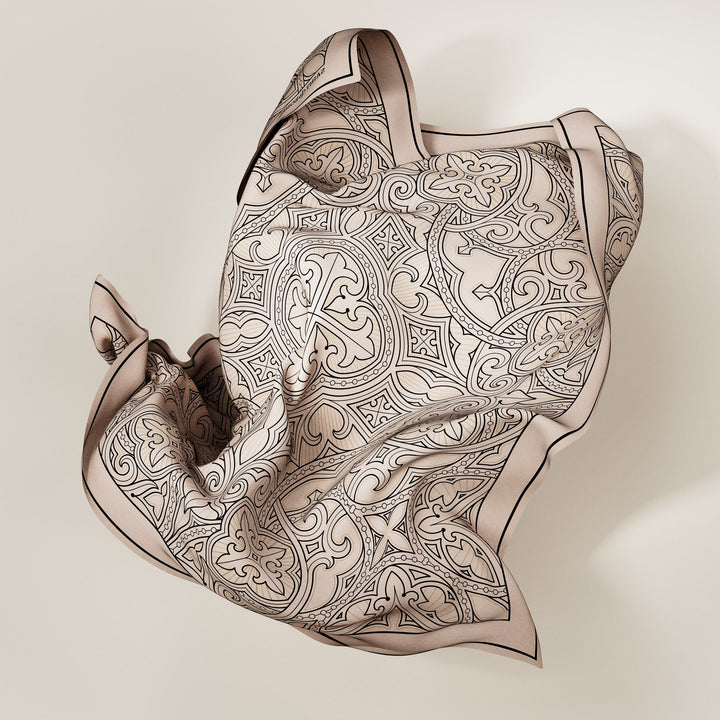 Tracery Motif Beige Scarf