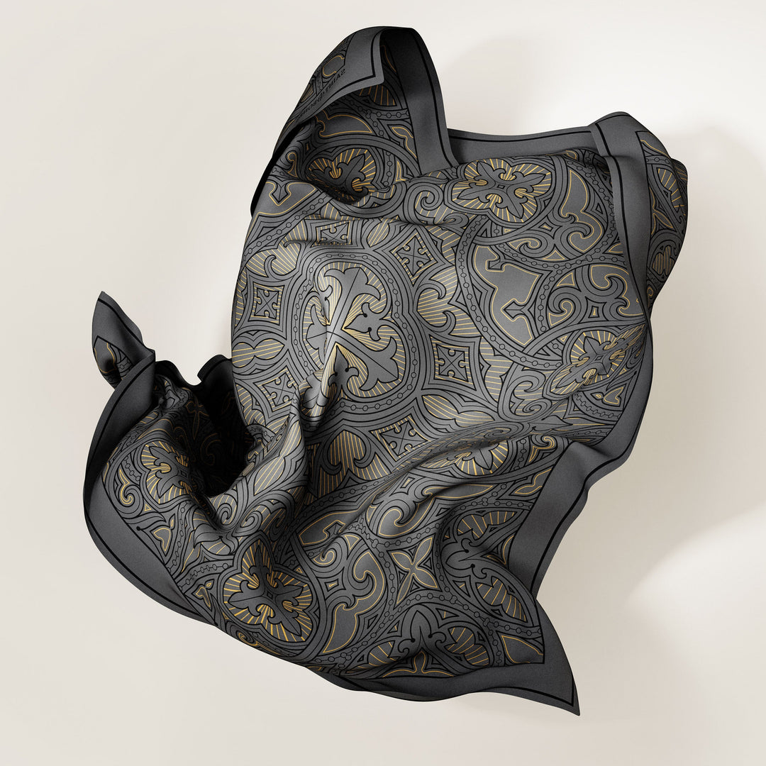 Tracery Motif Cedar Brown Scarf