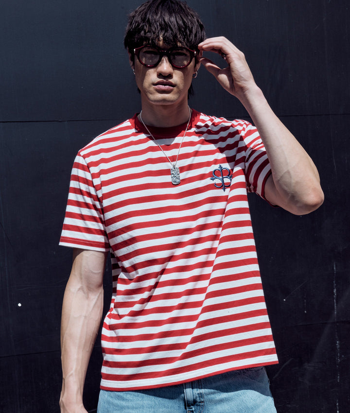 Saint Bones Navale Carmine & White T-shirt