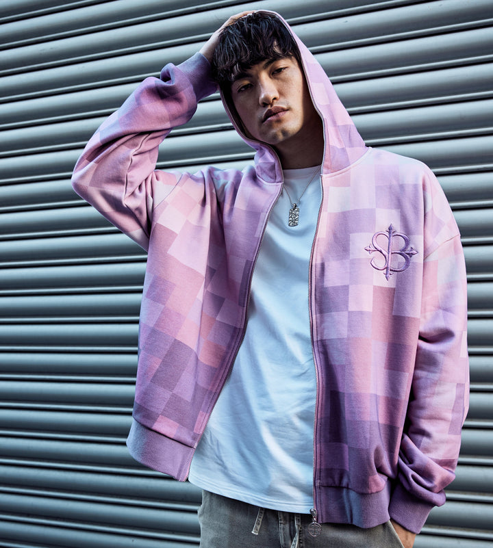 Saint Bones Pixel Lavender Zip-Up Hoodie
