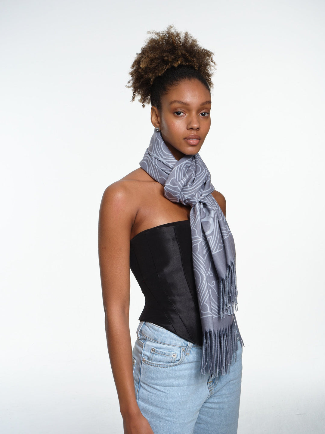 Tracery Motif Slate Pashmina Shawl
