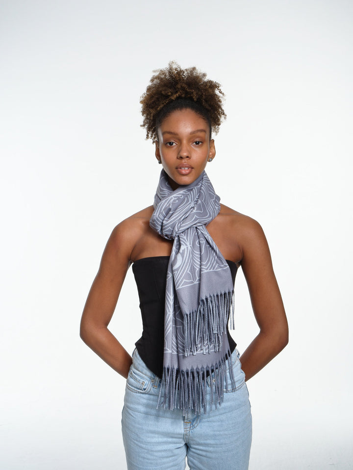 Tracery Motif Slate Pashmina Shawl