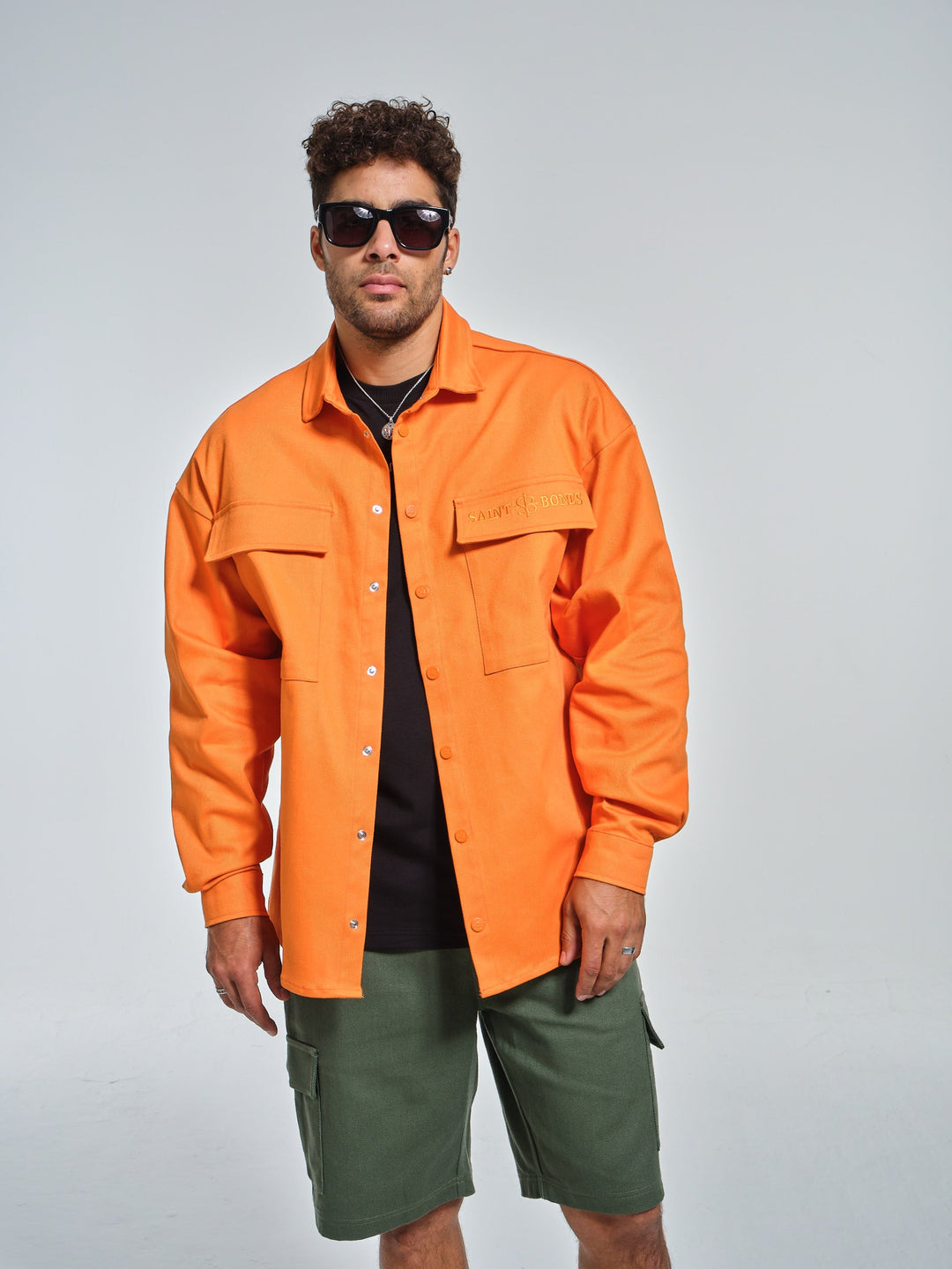 Cargo Overshirt in Vibrant Orange