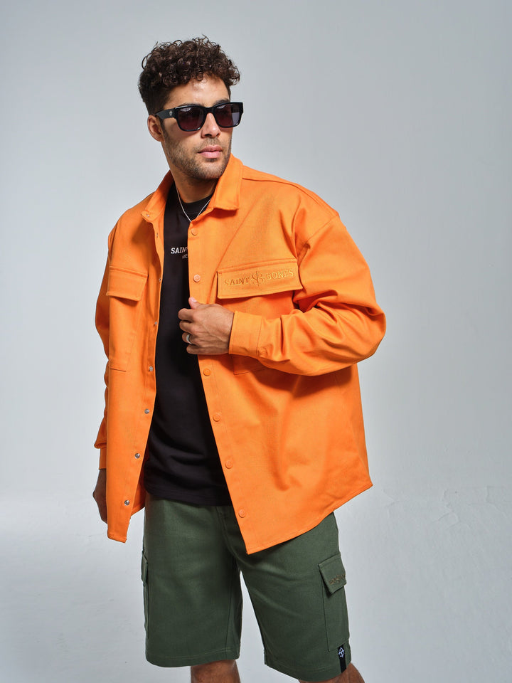 Cargo Overshirt in Vibrant Orange