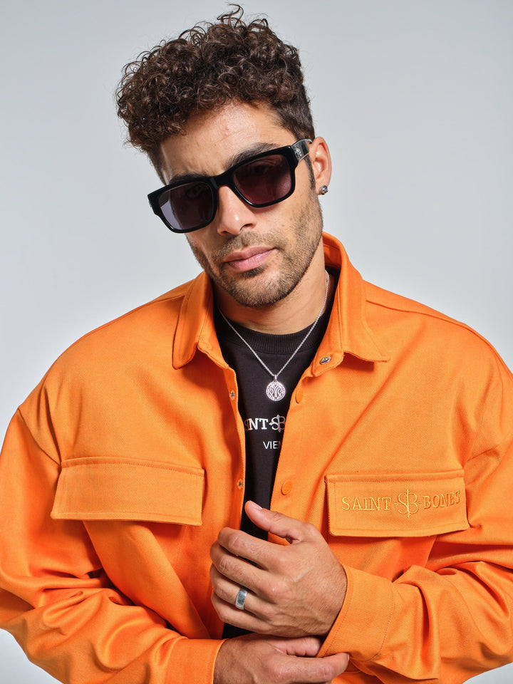 Cargo Overshirt in Vibrant Orange