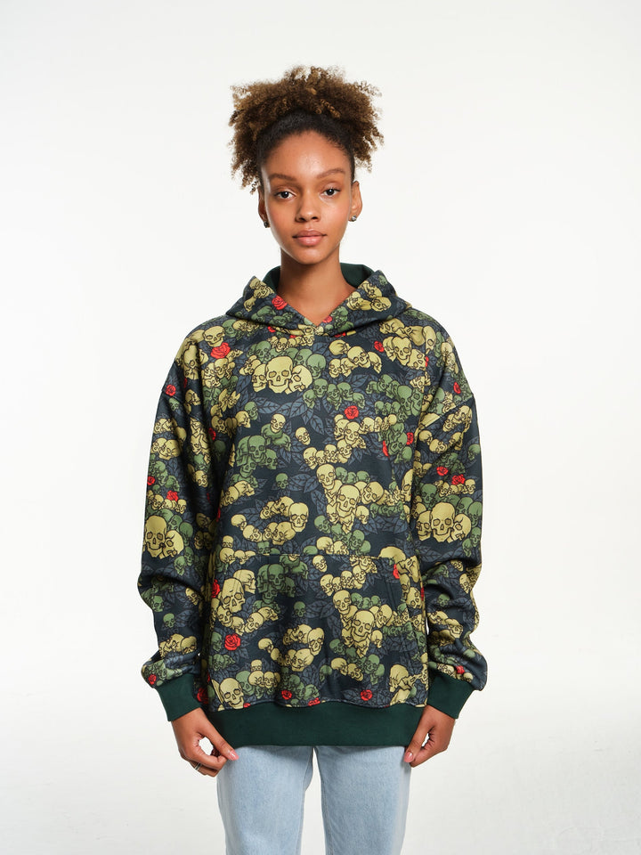 Skulls n Roses Green Hoodie
