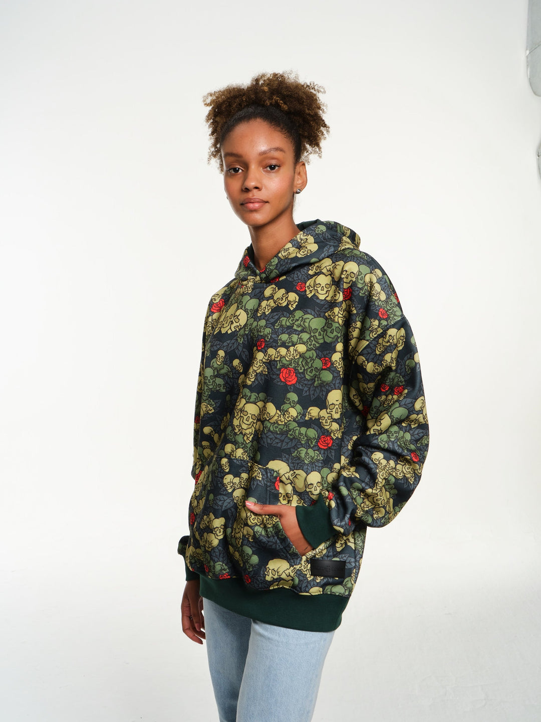 Skulls n Roses Green Hoodie