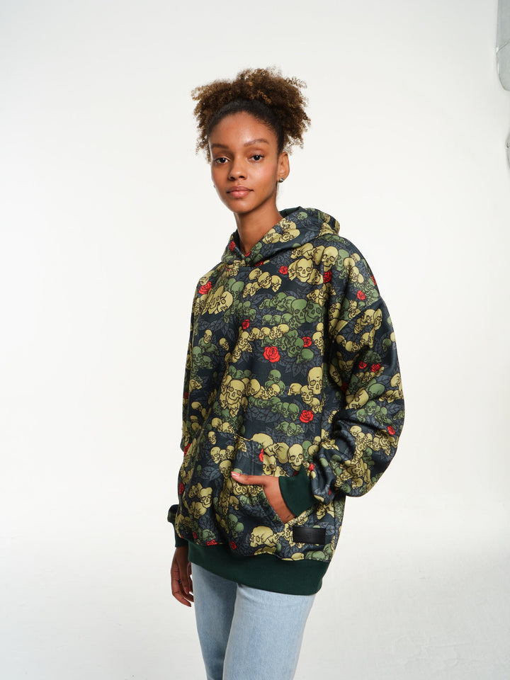 Skulls n Roses Green Hoodie