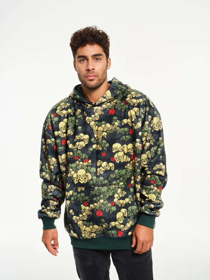 Skulls n Roses Green Hoodie