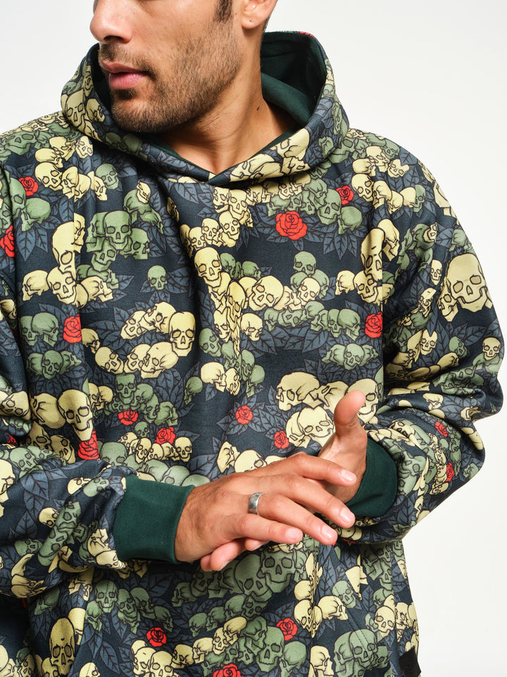 Skulls n Roses Green Hoodie