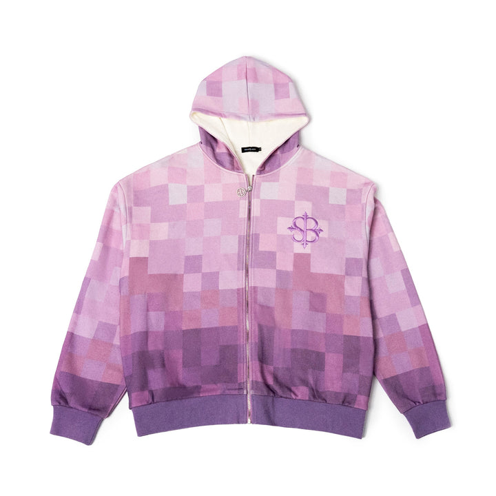 Saint Bones Pixel Lavender Zip-Up Hoodie