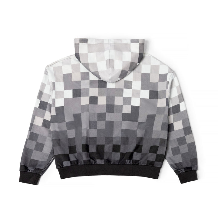 Saint Bones Pixel Grayscale Zip-Up Hoodie